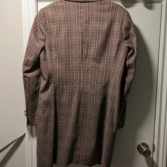 Della Spiga Weekend long blazer jacket top size 12 color checkered brown… - Picture 2 of 7